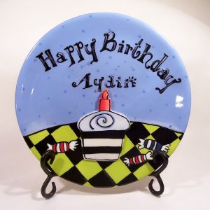 (1). 9" ceramic cupcake plate Item#(CClar880B)